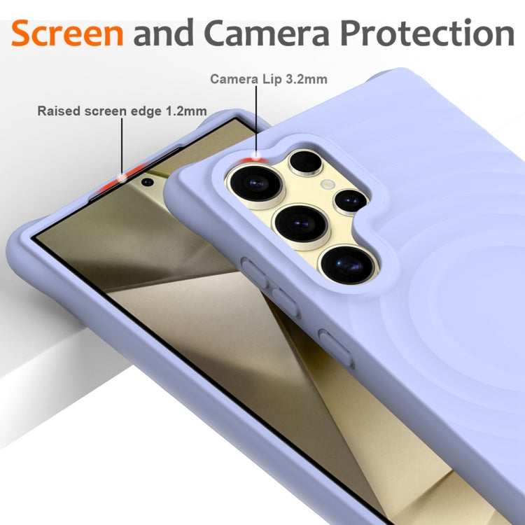 Frendorf | Für Samsung Galaxy S24 Ultra 5G Wave Texture MagSafe Magnetic Liquid Silicone Handyhülle (Lila)