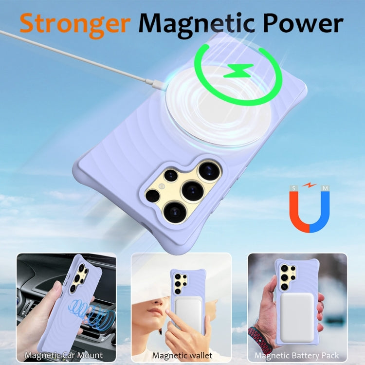 Frendorf | Für Samsung Galaxy S24 Ultra 5G Wave Texture MagSafe Magnetic Liquid Silicone Handyhülle (Lila)