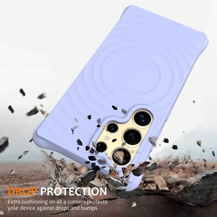 Frendorf | Für Samsung Galaxy S24 Ultra 5G Wave Texture MagSafe Magnetic Liquid Silicone Handyhülle (Lila)
