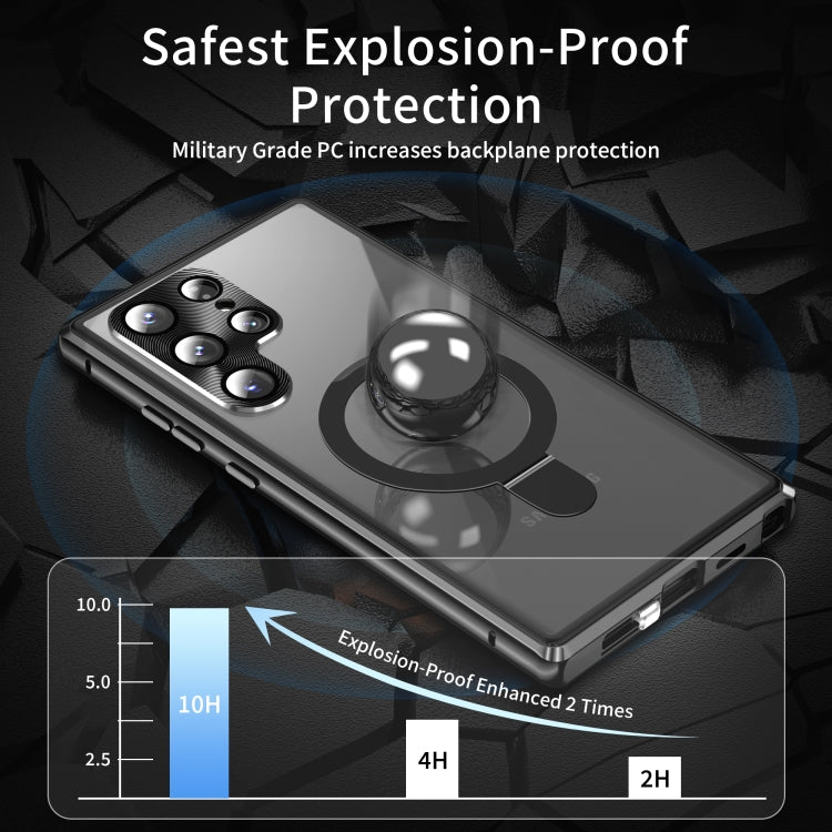 Frendorf | Für Samsung Galaxy S24 Ultra 5G MagSafe Magnetische Datenschutz Mattiertes Gehärtetes Glas Halter Handyhülle (Schwarz)