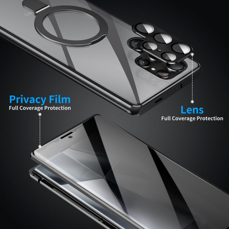 Frendorf | Für Samsung Galaxy S24 Ultra 5G MagSafe Magnetische Datenschutz Mattiertes Gehärtetes Glas Halter Handyhülle (Schwarz)