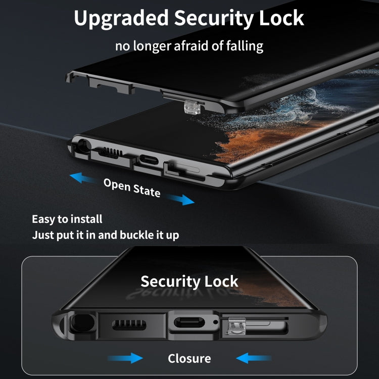Frendorf | Für Samsung Galaxy S24 Ultra 5G MagSafe Magnetische Datenschutz Mattiertes Gehärtetes Glas Halter Handyhülle (Schwarz)