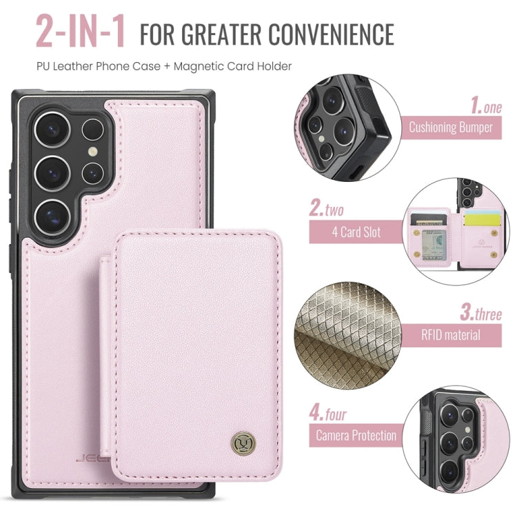 Frendorf | Für Samsung Galaxy S24 Ultra 5G JEEHOOD J05 Business Magnetic Style RFID Leder Handyhülle (Pink)