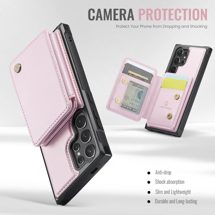 Frendorf | Für Samsung Galaxy S24 Ultra 5G JEEHOOD J05 Business Magnetic Style RFID Leder Handyhülle (Pink)