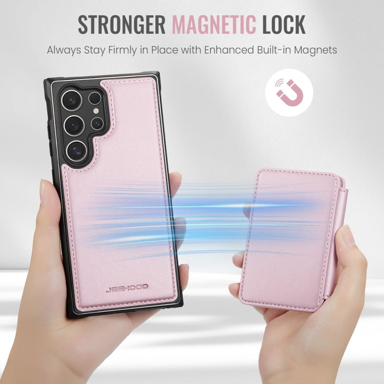 Frendorf | Für Samsung Galaxy S24 Ultra 5G JEEHOOD J05 Business Magnetic Style RFID Leder Handyhülle (Pink)