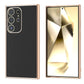 Frendorf | Für Samsung Galaxy S24 Ultra 5G Nano Plating Echtes Leder Wave Serie Handyhülle (Schwarz)