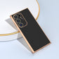 Frendorf | Für Samsung Galaxy S24 Ultra 5G Nano Plating Echtes Leder Wave Serie Handyhülle (Schwarz)