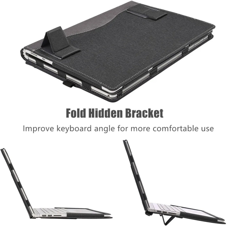 Frendorf | Für HP Pavilion Aero 13,3 Zoll 13-bg / 13z-bg Leder Laptop Stoßfeste Schutzhülle mit Ständer (Schwarz)