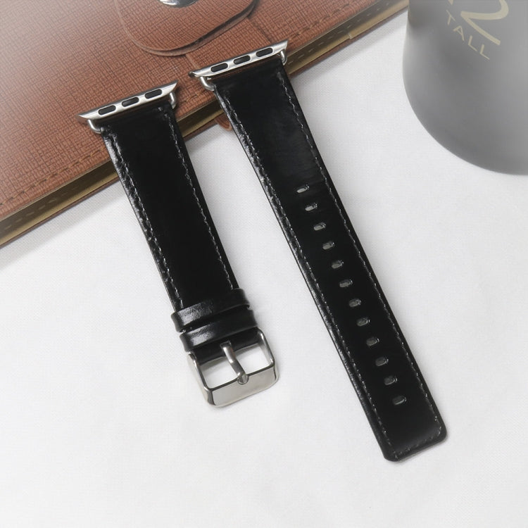 Frerndorf | Für Apple Watch Series 9&8&7 41mm / SE 3&SE 2&6&SE&5&4 40mm / 3&2&1 38mm Quadratisches Tail Retro Crazy Horse Textur Leder Armband (Schwarz)