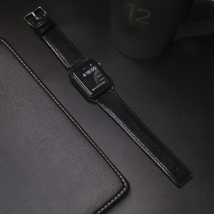 Frerndorf | Für Apple Watch Series 9&8&7 41mm / SE 3&SE 2&6&SE&5&4 40mm / 3&2&1 38mm Quadratisches Tail Retro Crazy Horse Textur Leder Armband (Schwarz)