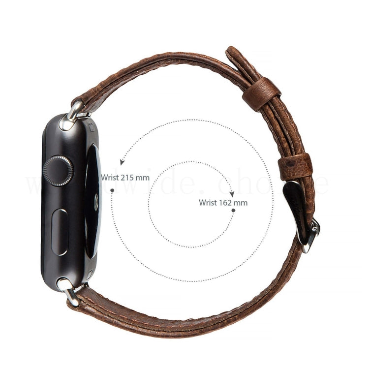 Frerndorf | Für Apple Watch Series 9&8&7 41mm / SE 3&SE 2&6&SE&5&4 40mm / 3&2&1 38mm Quadratisches Tail Retro Crazy Horse Textur Leder Armband (Schwarz)