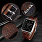 Frerndorf | Für Apple Watch Series 9&8&7 41mm / SE 3&SE 2&6&SE&5&4 40mm / 3&2&1 38mm Quadratisches Tail Retro Crazy Horse Textur Leder Armband (Schwarz)