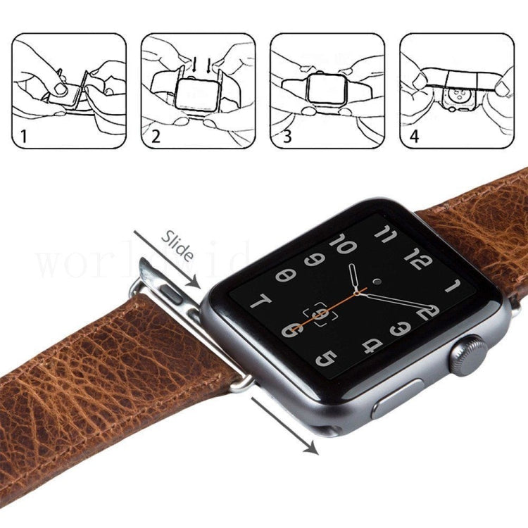 Frerndorf | Für Apple Watch Series 9&8&7 41mm / SE 3&SE 2&6&SE&5&4 40mm / 3&2&1 38mm Quadratisches Tail Retro Crazy Horse Textur Leder Armband (Schwarz)