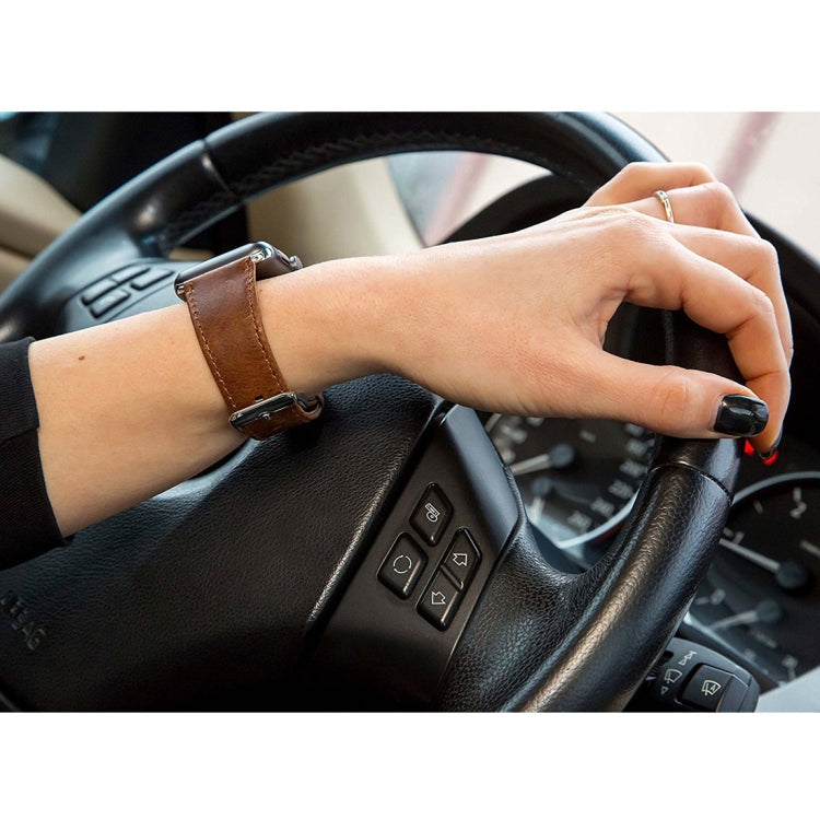 Frerndorf | Für Apple Watch Series 9&8&7 41mm / SE 3&SE 2&6&SE&5&4 40mm / 3&2&1 38mm Quadratisches Tail Retro Crazy Horse Textur Leder Armband (Schwarz)