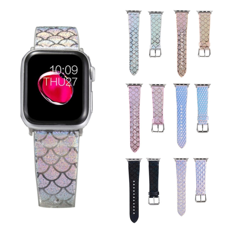 Frendorf | Für Apple Watch 5 & 4 40mm / 3 & 2 & 1 38mm Verfärbter Glitter Fischschuppentextur Uhrenband (Silber)