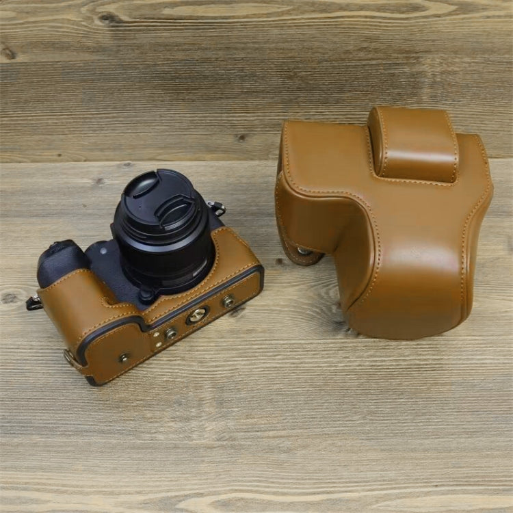 Frendorf | Für FUJIFILM X-S20 Vollkörper Leder Kameratasche mit Schultergurt (Braun)