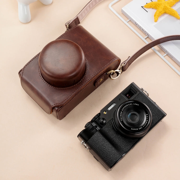 Frendorf | For FUJIFILM X100VI Full Body Leather Camera Case Bag with Strap(Coffee)