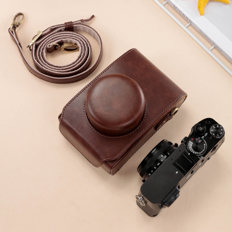 Frendorf | For FUJIFILM X100VI Full Body Leather Camera Case Bag with Strap(Coffee)
