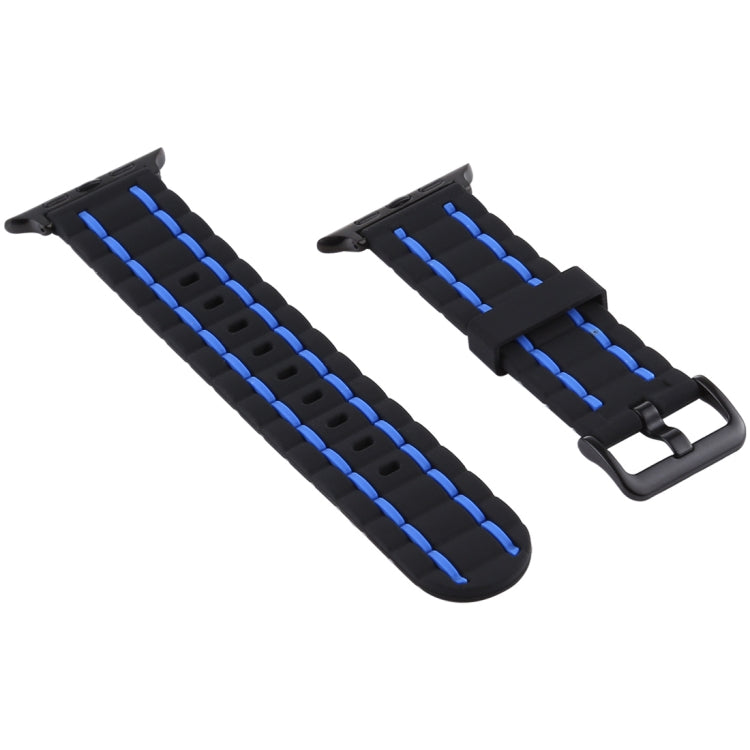 Frerndorf | Für Apple Watch Series 8&7 41mm / SE 2&6&SE&5&4 40mm / 3&2&1 38mm Silikon Wellenstil Uhrenarmband (Blau)