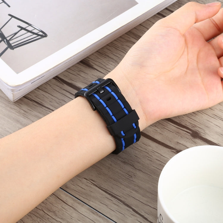 Frerndorf | Für Apple Watch Series 8&7 41mm / SE 2&6&SE&5&4 40mm / 3&2&1 38mm Silikon Wellenstil Uhrenarmband (Blau)