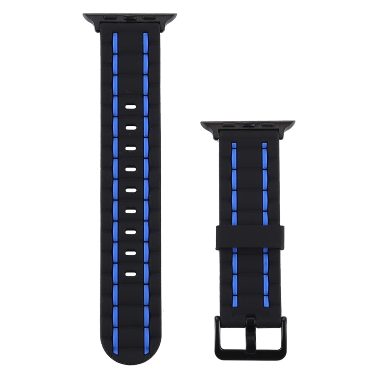 Frerndorf | Für Apple Watch Series 8&7 41mm / SE 2&6&SE&5&4 40mm / 3&2&1 38mm Silikon Wellenstil Uhrenarmband (Blau)