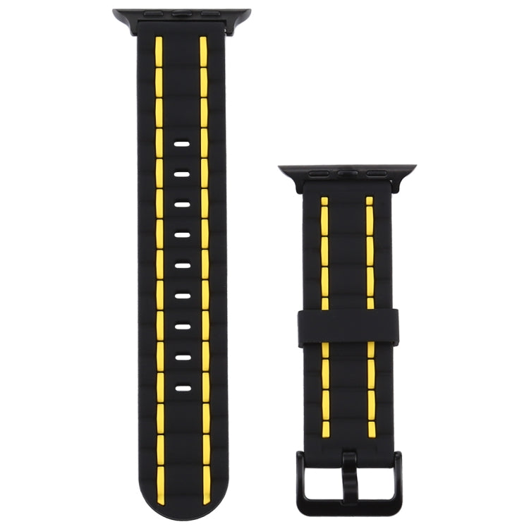 Frerndorf | Für Apple Watch Series 8&7 41mm / SE 2&6&SE&5&4 40mm / 3&2&1 38mm Silikon Wellenstil Uhrband (Gelb)