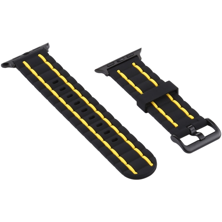Frerndorf | Für Apple Watch Series 8&7 41mm / SE 2&6&SE&5&4 40mm / 3&2&1 38mm Silikon Wellenstil Uhrband (Gelb)