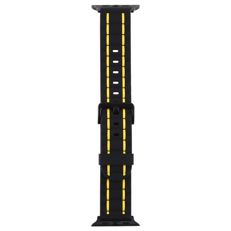 Frerndorf | Für Apple Watch Series 8&7 41mm / SE 2&6&SE&5&4 40mm / 3&2&1 38mm Silikon Wellenstil Uhrband (Gelb)