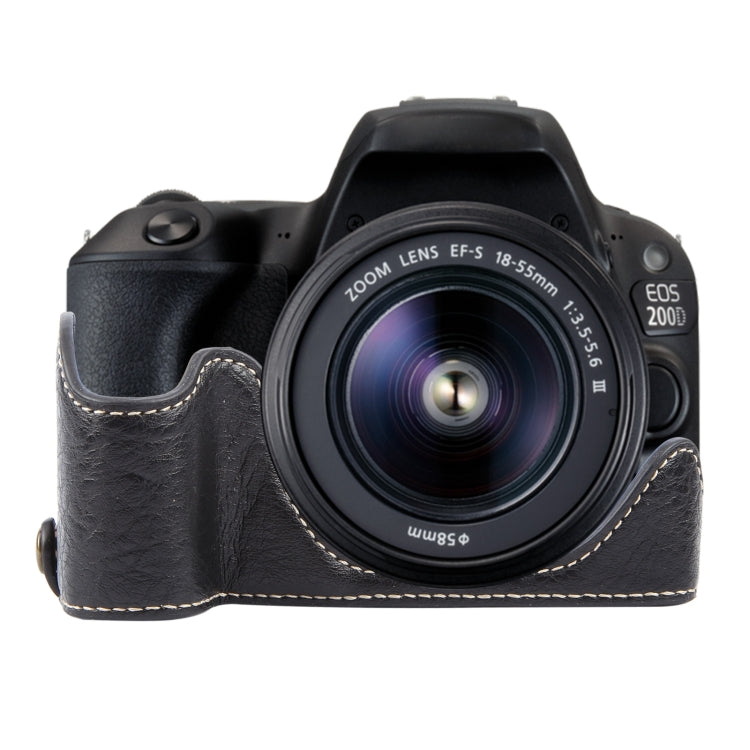 Frendorf | Voor Canon EOS 200D II / 200D Buffalo Textuur PU Leer Camera Halve Case Basis (Zwart)