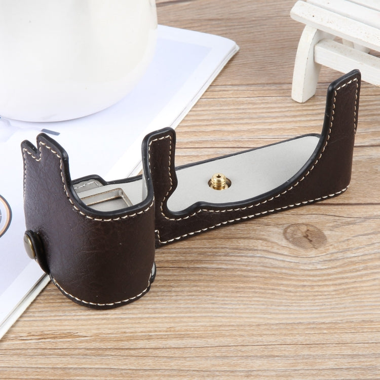 Frendorf | Für FUJIFILM X-S20 Buffalo-Textur PU-Leder Kamera Halbtäschchen Basis (Dunkelbraun)