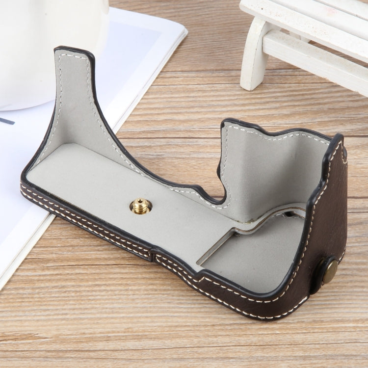 Frendorf | Für FUJIFILM X-S20 Buffalo-Textur PU-Leder Kamera Halbtäschchen Basis (Dunkelbraun)