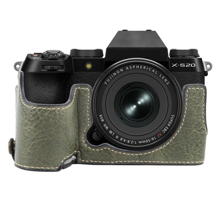 Frendorf | Für FUJIFILM X-S20 Buffalo Texture PU Leder Kamera Halbcase Basis (Grün)