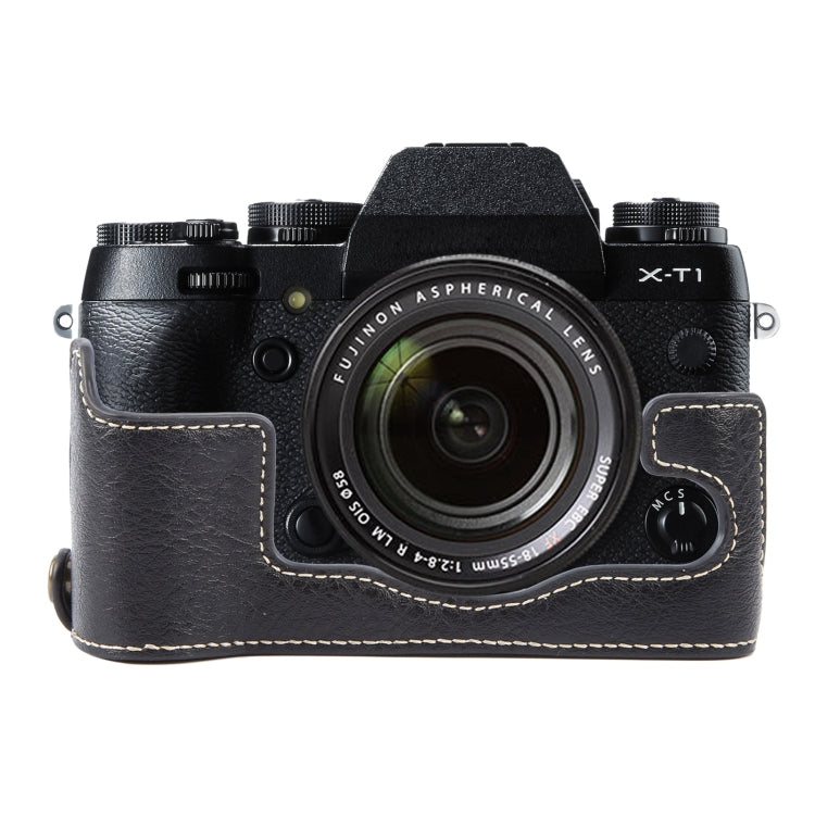 Frendorf | Für FUJIFILM X-T1 Buffalo Texture PU Leder Kamera Halbtasche Basis (Schwarz)
