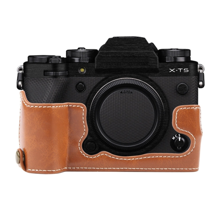 Frendorf | Voor FUJIFILM X-T5 Glanzend PU Leer Camera Halve Case Basis (Bruin)