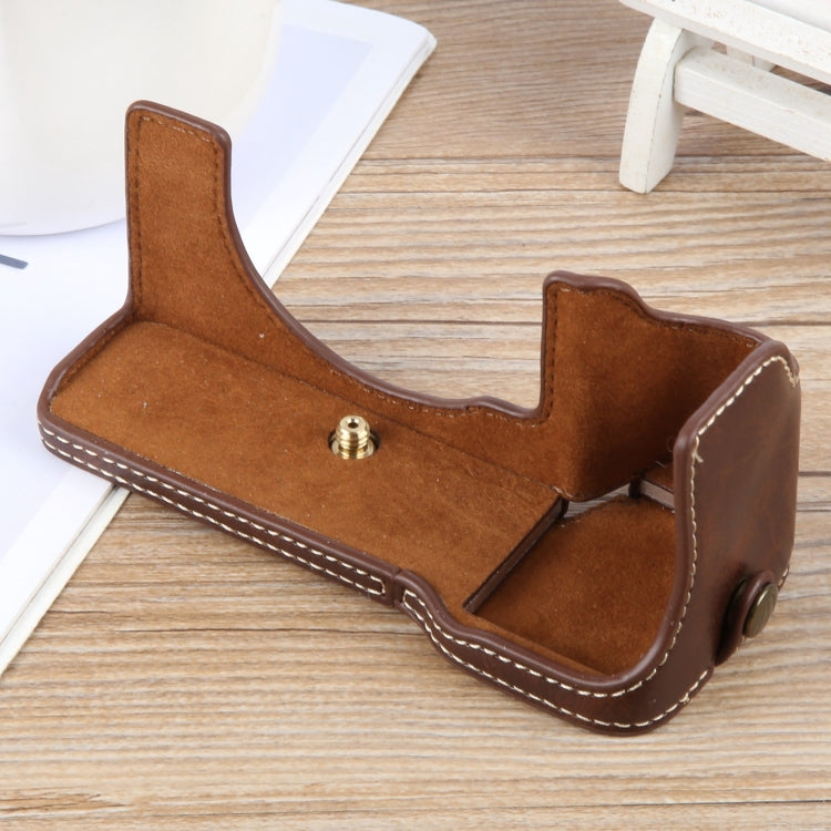 Frendorf | Für Sony ILCE-7CM2 / Alpha 7C II Glänzende PU-Leder Kamera Halbhülle Basis (Kaffee)