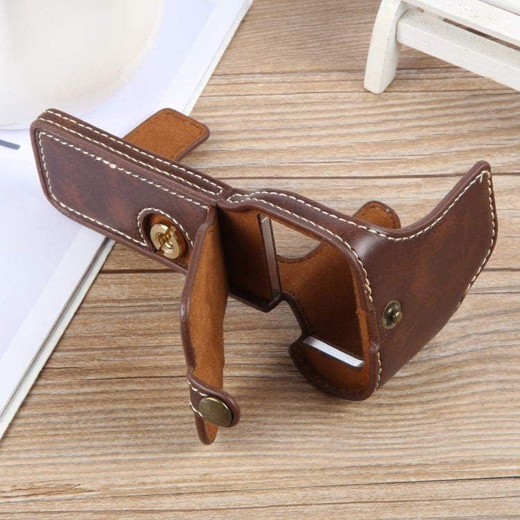 Frendorf | Für Sony ILCE-7CM2 / Alpha 7C II Glänzende PU-Leder Kamera Halbhülle Basis (Kaffee)