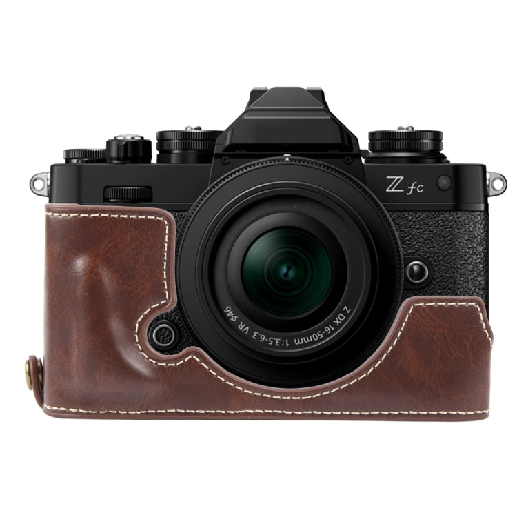Frendorf | Für Nikon ZFC Glänzend PU Leder Kamera Halbhülle Basis (Kaffee)
