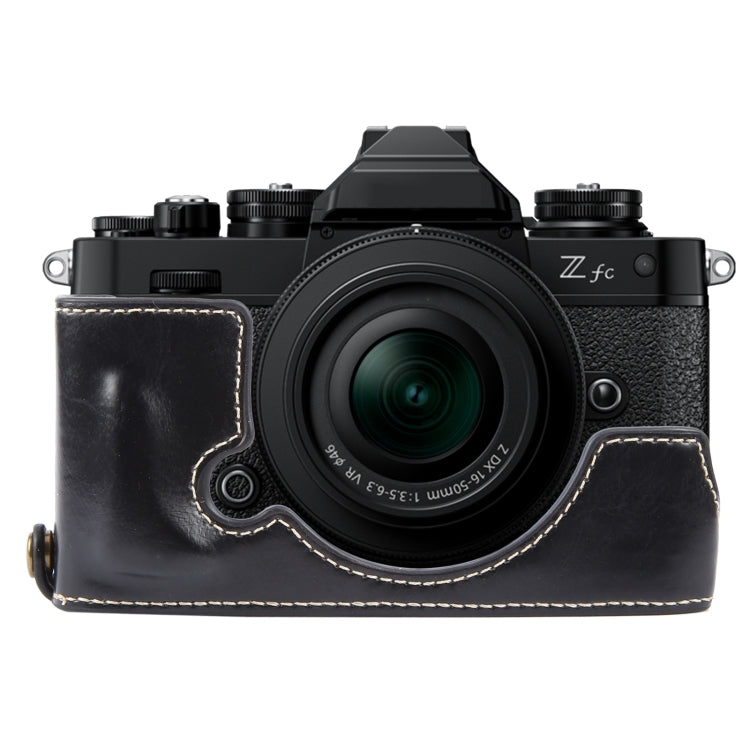 Frendorf | Voor Nikon ZFC Glanzend PU Leren Camera Halve Behuizing Basis (Zwart)