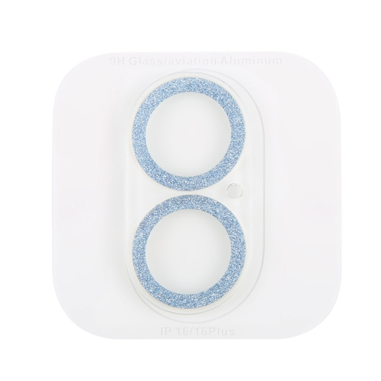 Frendorf | Für iPhone 16 / 16 Plus Glitzer Ring Gehärtetes Glas Kamera Objektivfolie (Blau)