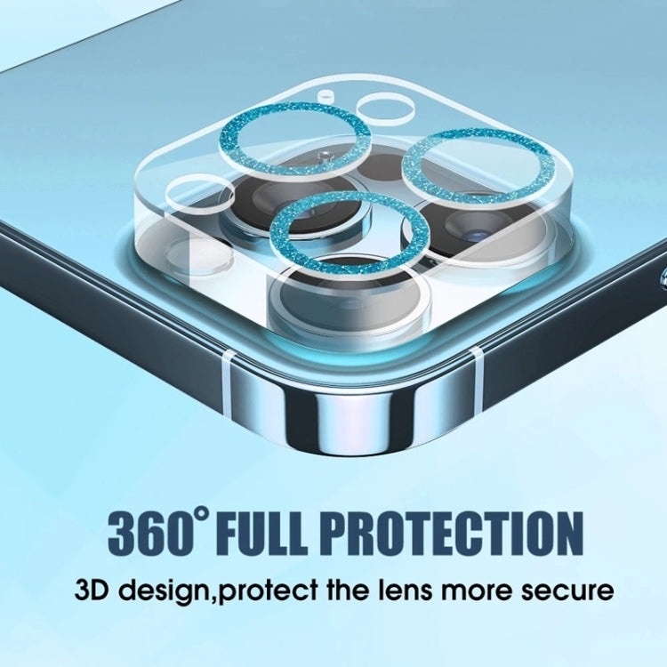 Frendorf | Für iPhone 16 / 16 Plus Glitzer Ring gehärtetes Glas Kamera objektiv Film (Lila)