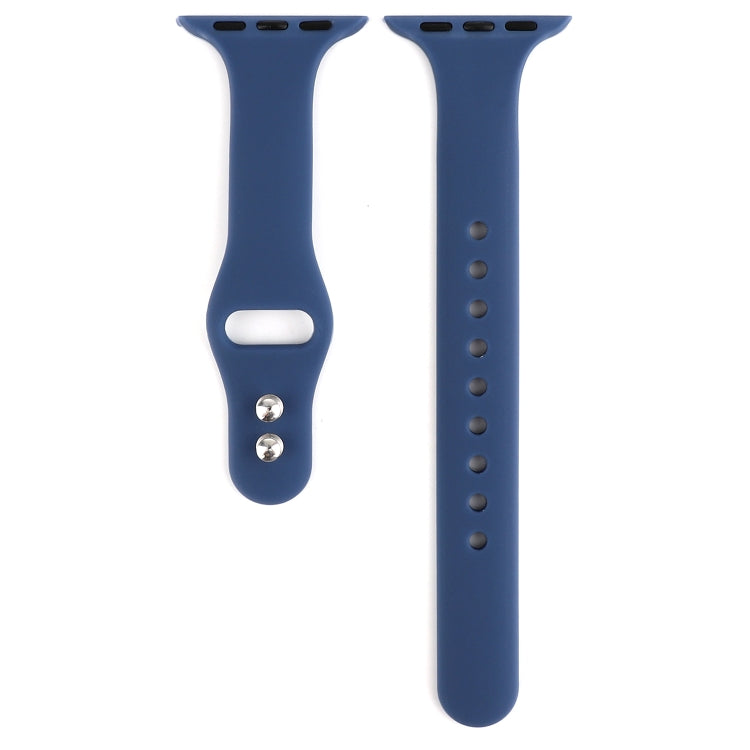 Frerndorf | Für Apple Watch Series 8&7 41mm / SE 2&6&SE&5&4 40mm / 3&2&1 38mm Dünnes Silikon Doppelbuckle Uhrenarmband (Marineblau)