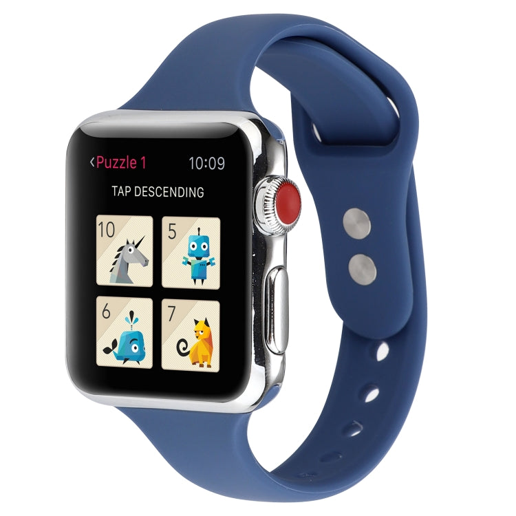 Frerndorf | Für Apple Watch Series 8&7 41mm / SE 2&6&SE&5&4 40mm / 3&2&1 38mm Dünnes Silikon Doppelbuckle Uhrenarmband (Marineblau)