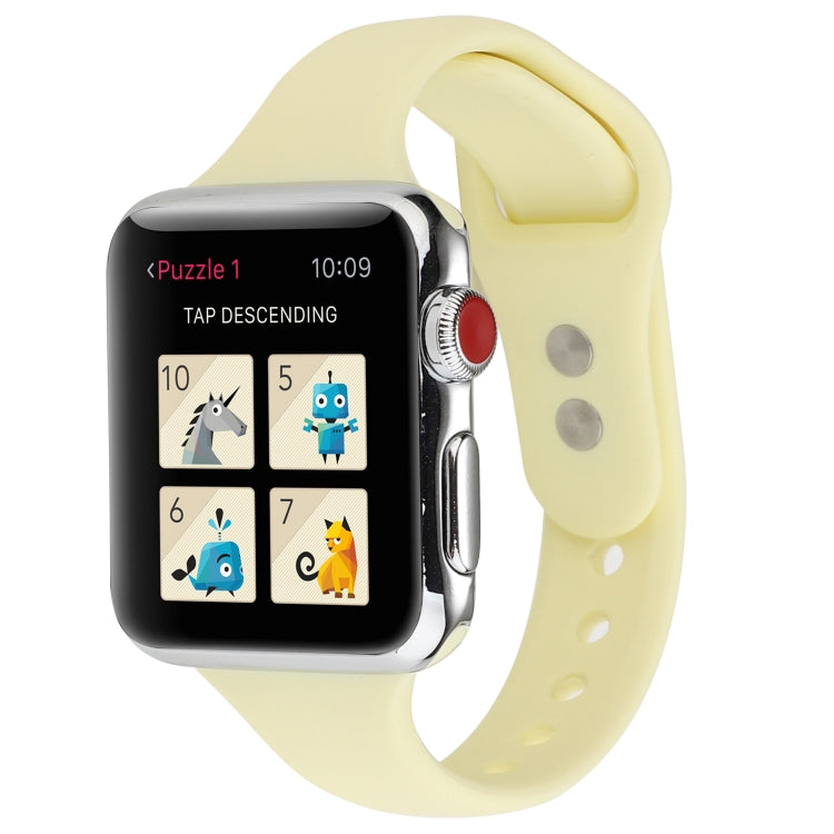 Frerndorf | Für Apple Watch Series 8&7 41mm / SE 2&6&SE&5&4 40mm / 3&2&1 38mm Dünnes Silikon Doppelverschluss-Uhrenarmband (Creme Gelb)