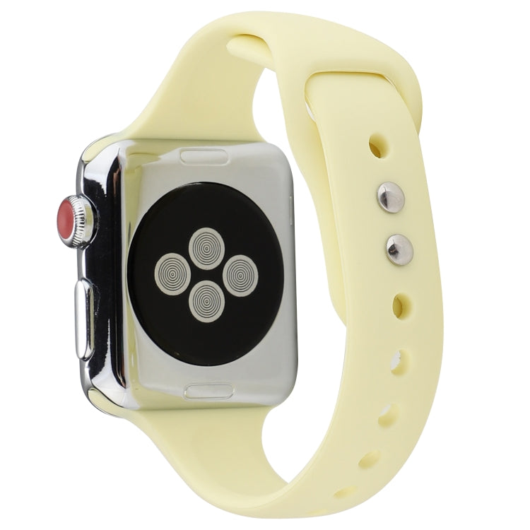 Frerndorf | Für Apple Watch Series 8&7 41mm / SE 2&6&SE&5&4 40mm / 3&2&1 38mm Dünnes Silikon Doppelverschluss-Uhrenarmband (Creme Gelb)