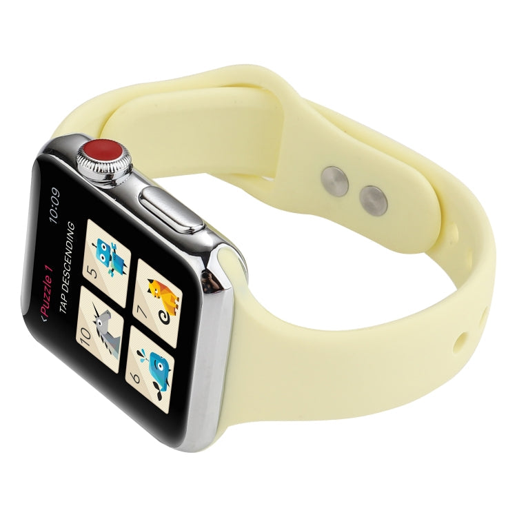 Frerndorf | Für Apple Watch Series 8&7 41mm / SE 2&6&SE&5&4 40mm / 3&2&1 38mm Dünnes Silikon Doppelverschluss-Uhrenarmband (Creme Gelb)