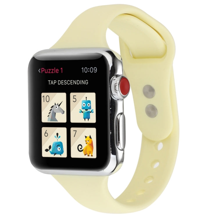 Frerndorf | Für Apple Watch Series 8&7 41mm / SE 2&6&SE&5&4 40mm / 3&2&1 38mm Dünnes Silikon Doppelverschluss-Uhrenarmband (Creme Gelb)