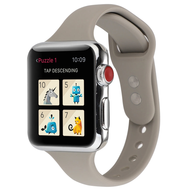 Frendorf | Für Apple Watch Series 7 41mm / 6 & SE & 5 & 4 40mm / 3 & 2 & 1 38mm Dünnes Silikon Doppelverschluss Uhrenarmband (Stein Grau)
