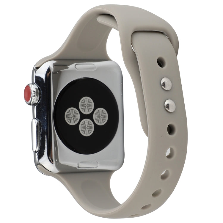 Frendorf | Für Apple Watch Series 7 41mm / 6 & SE & 5 & 4 40mm / 3 & 2 & 1 38mm Dünnes Silikon Doppelverschluss Uhrenarmband (Stein Grau)