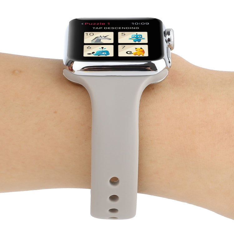 Frendorf | Für Apple Watch Series 7 41mm / 6 & SE & 5 & 4 40mm / 3 & 2 & 1 38mm Dünnes Silikon Doppelverschluss Uhrenarmband (Stein Grau)