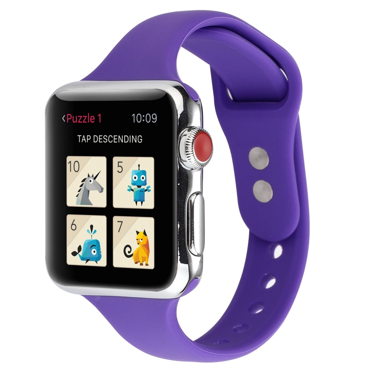 Frerndorf | Für Apple Watch Series 8&7 41mm / SE 2&6&SE&5&4 40mm / 3&2&1 38mm Dünnes Silikon Doppelverschluss-Uhrenband (Lila)